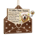 Custom Photo A Letter From Heaven Pet Memorial - Personalized Custom Shaped Wooden Ornament