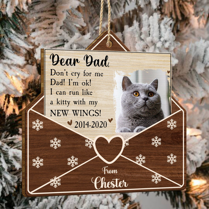 Custom Photo A Letter From Heaven Pet Memorial - Personalized Custom Shaped Wooden Ornament