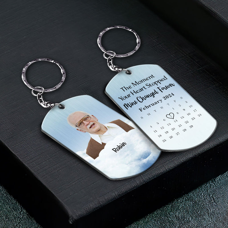 Custom Photo Calendar The Moment Your Heart Stopped - Memorial Gift For Pet Lovers - Personalized Aluminum Keychain