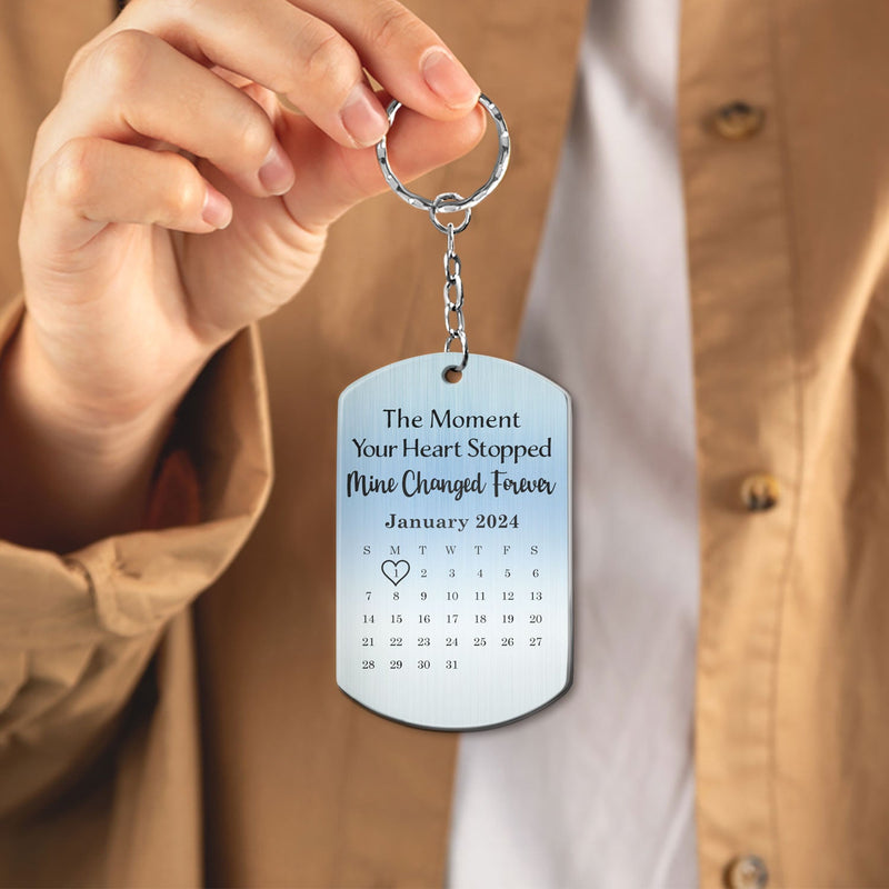 Custom Photo Calendar The Moment Your Heart Stopped - Memorial Gift For Pet Lovers - Personalized Aluminum Keychain