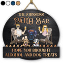 Pet Lovers,Pet Couple,Patio,Poolside - Couple Pool & Patio Bar Hope You Brought Alcohol & Dog Treats - Personalized Custom Shaped Wood Sign