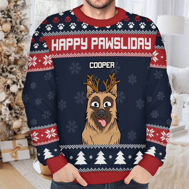 Feliz Navidog Funny - Personalized Unisex Ugly Sweater