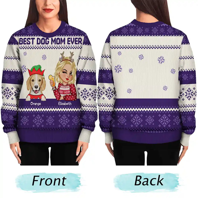 Best Dog Mom Ever Xmas - Personalized Unisex Ugly Sweater