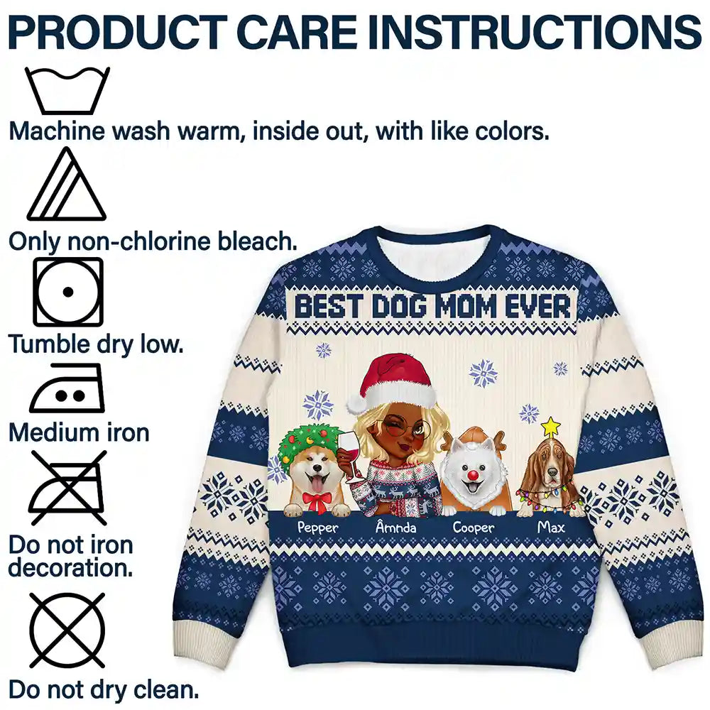 Best Dog Mom Ever Xmas - Personalized Unisex Ugly Sweater