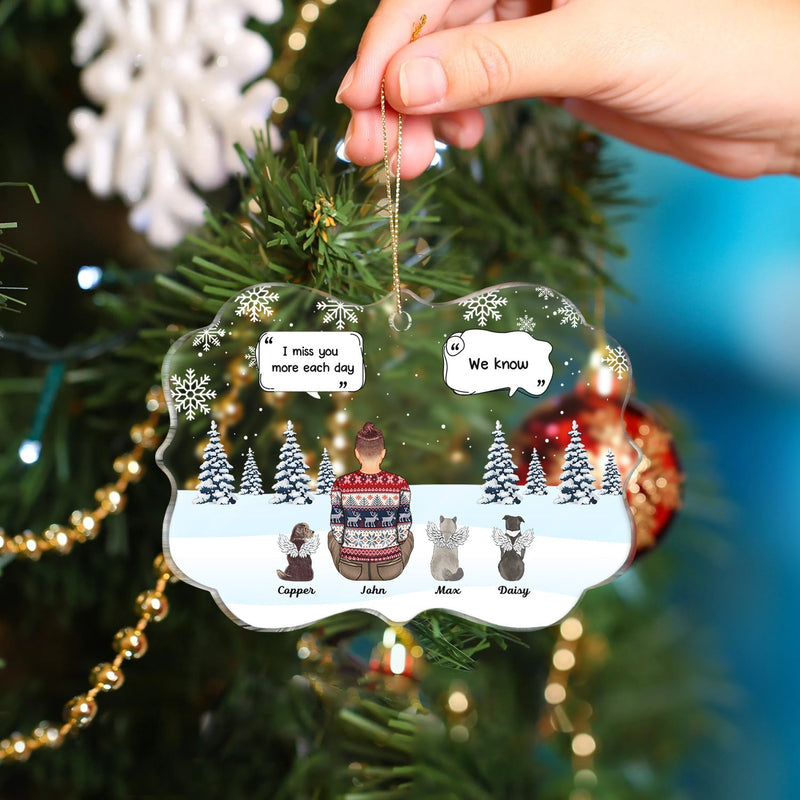 I Miss You I Know - Pet Memorial - Personalized Medallion Acrylic Ornament