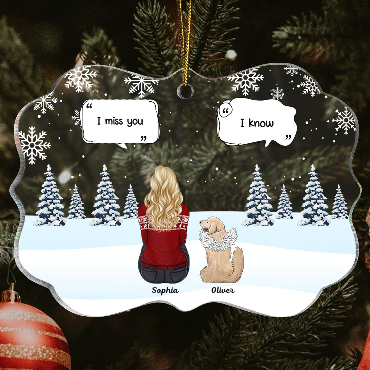 I Miss You I Know - Pet Memorial - Personalized Medallion Acrylic Ornament