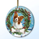 Custom Photo Lovely Pet Face - Pet Memorial - Personalized Circle Ceramic Ornament