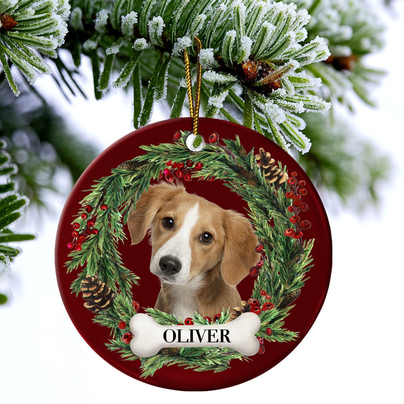 Custom Photo Lovely Pet Face - Pet Memorial - Personalized Circle Ceramic Ornament