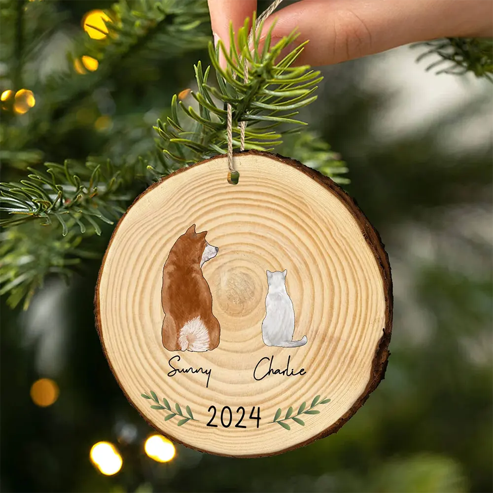 My Dogs Cats Pet - Gift For Dog Cat Lovers - Personalized Wood Slice Ornament