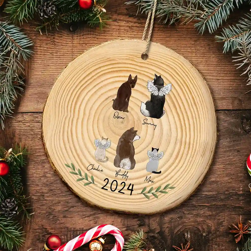 My Dogs Cats Pet - Gift For Dog Cat Lovers - Personalized Wood Slice Ornament