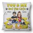 You And Me And The Cats - Personalized Pillow