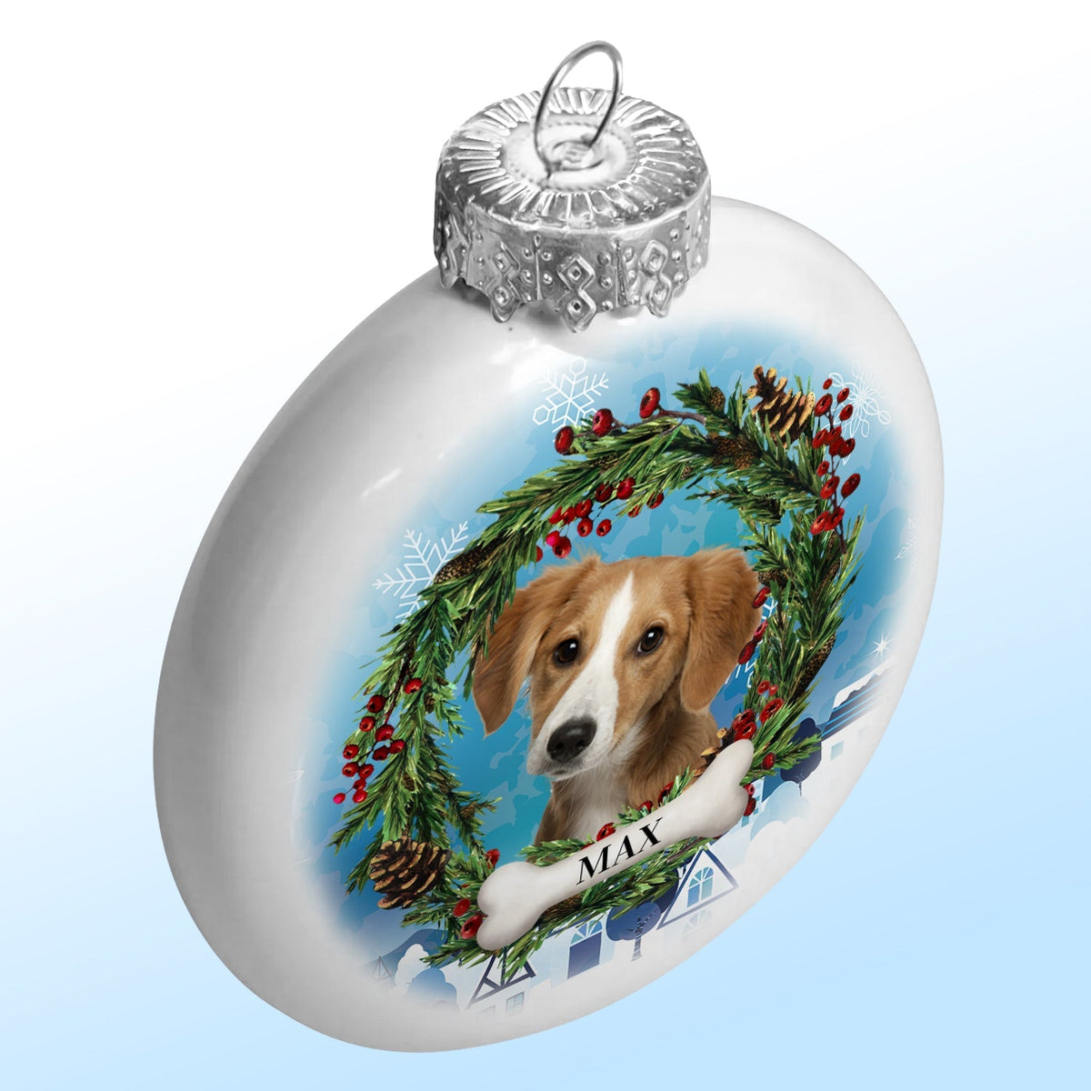Custom Photo Cute Dogs Cats - Christmas Memorial Gift For Pet Lovers - Personalized White Flat Ball Ornament