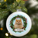 Custom Photo Cute Dogs Cats - Christmas Memorial Gift For Pet Lovers - Personalized White Flat Ball Ornament