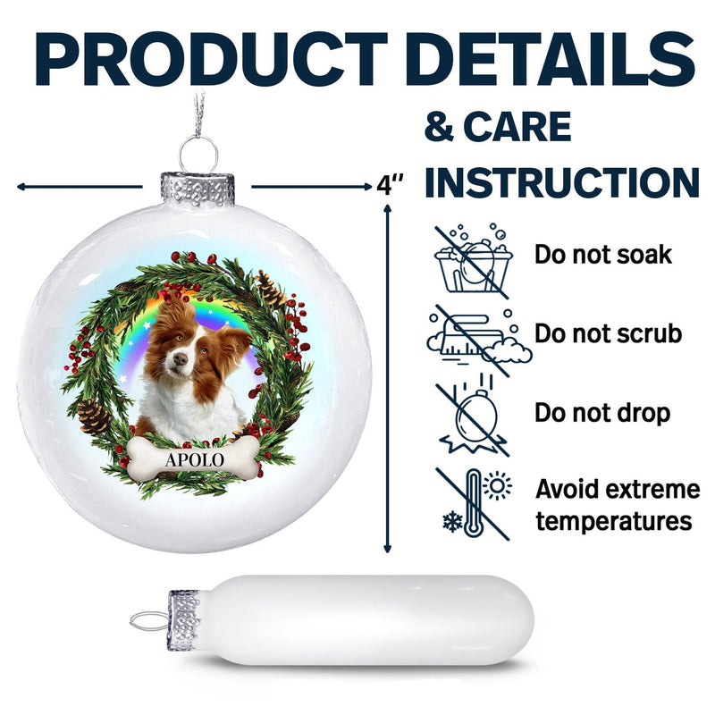 Custom Photo Cute Dogs Cats - Christmas Memorial Gift For Pet Lovers - Personalized White Flat Ball Ornament
