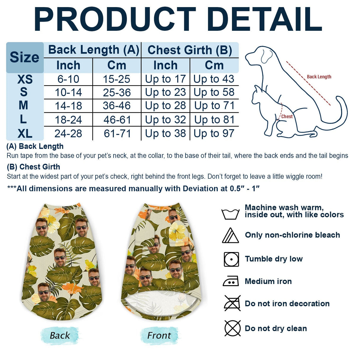 Custom Photo Tropical Funny Family Pet Dad Face - Personalized Pet Shirt
