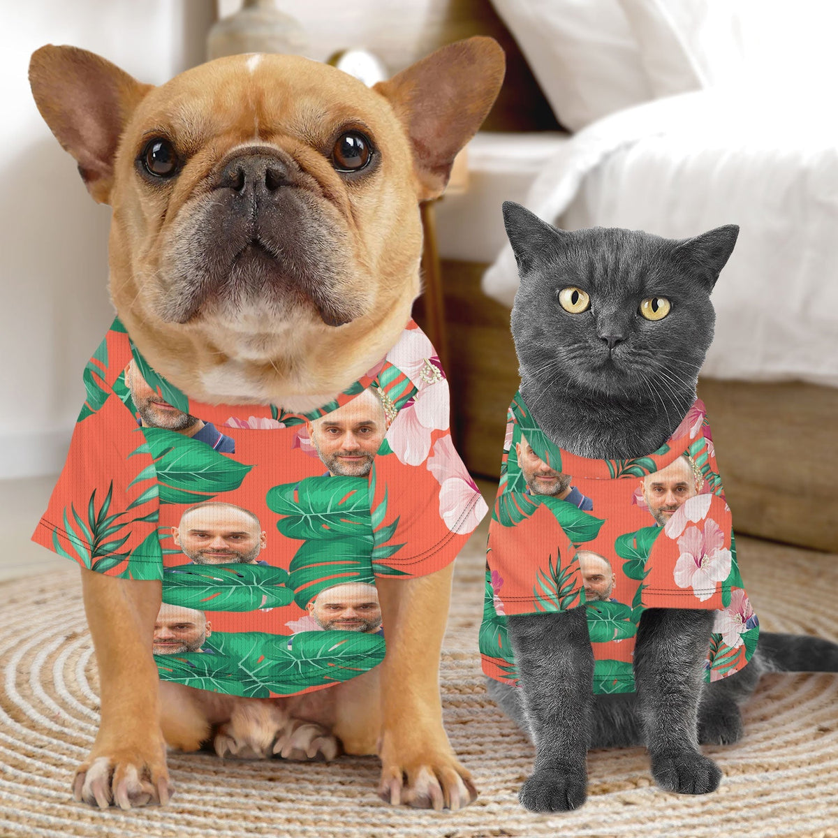 Custom Photo Tropical Funny Family Pet Dad Face - Personalized Pet Shirt