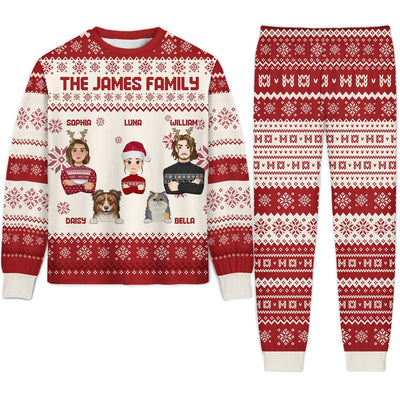 Flat Art Semi-real Pet - Personalized Unisex Pajamas Set