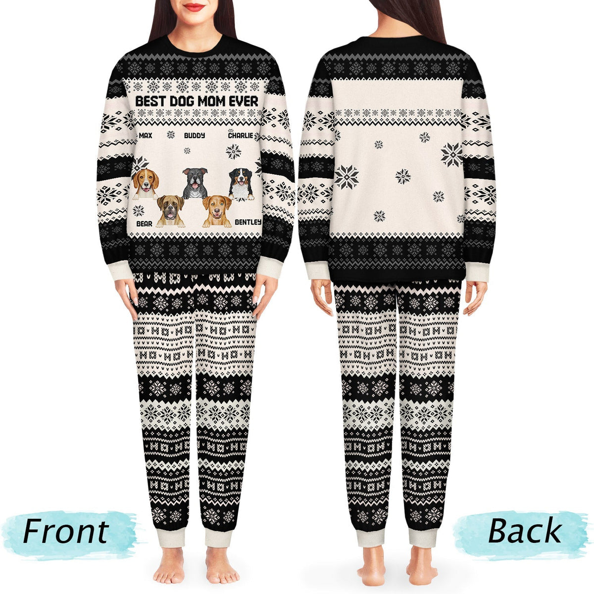 Flat Art Semi-real Pet - Personalized Unisex Pajamas Set