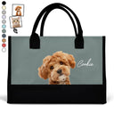 Custom Photo Cat Mom Dog Mom - Personalized Canvas Tote Bag