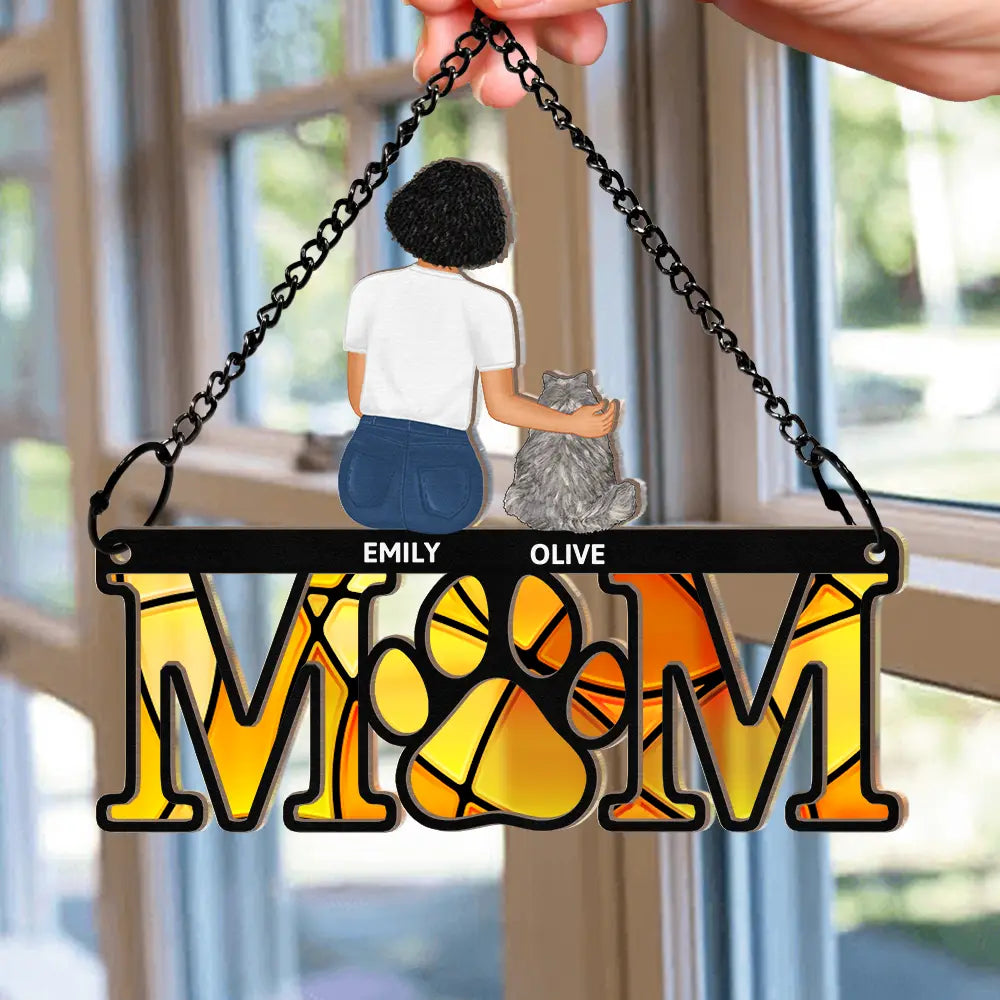Sympathy Dog Mom Pet Memorial - Personalized Window Hanging Suncatcher Ornament