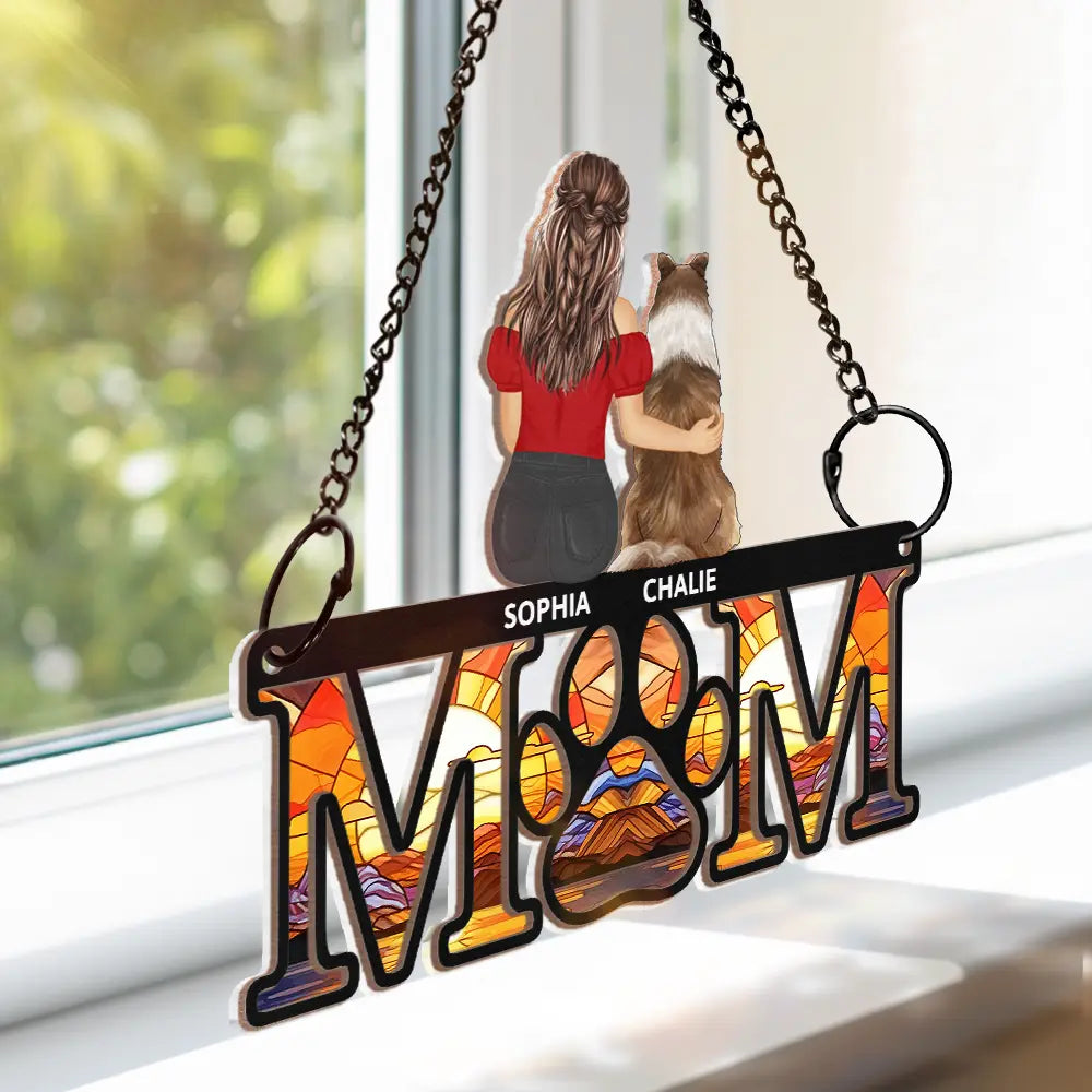 Sympathy Dog Mom Pet Memorial - Personalized Window Hanging Suncatcher Ornament