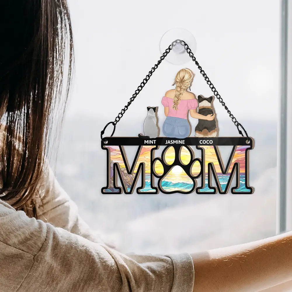 Sympathy Dog Mom Pet Memorial - Personalized Window Hanging Suncatcher Ornament