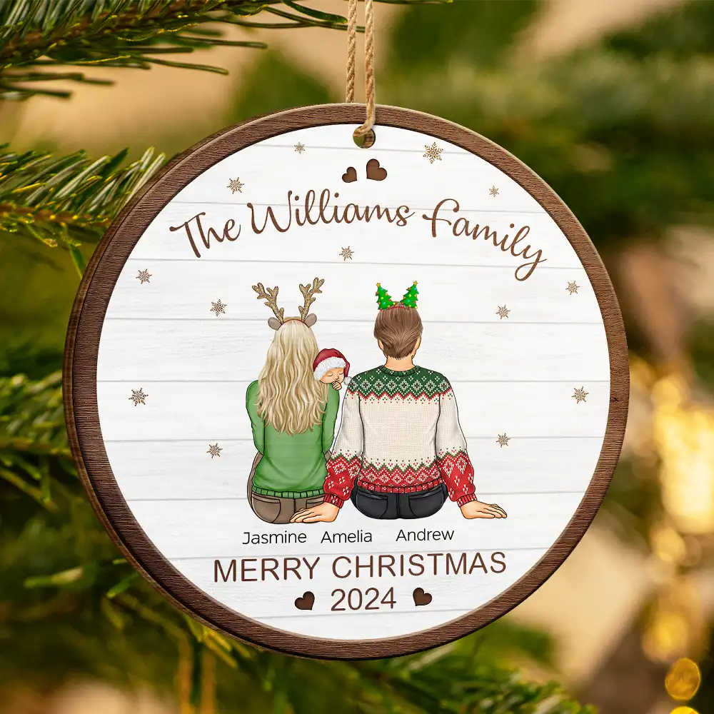 Family, Parents, Gift For Kids, Pet Lovers, Dog Lovers, Cat Lovers - Merry Christmas Family With Pets - Personalized Custom Shaped Wooden Ornament