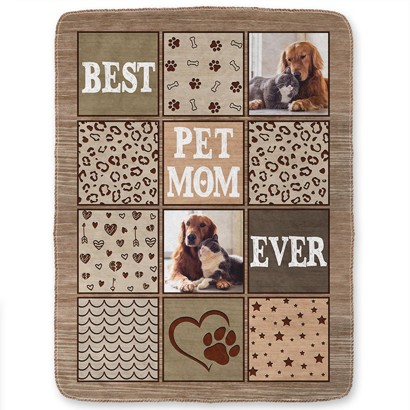 Custom Photo Best Dog Mom Ever Pet Lovers - Personalized Fleece Blanket