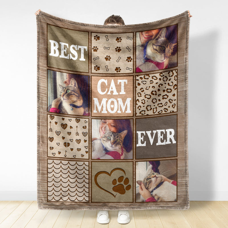 Custom Photo Best Dog Mom Ever Pet Lovers - Personalized Fleece Blanket