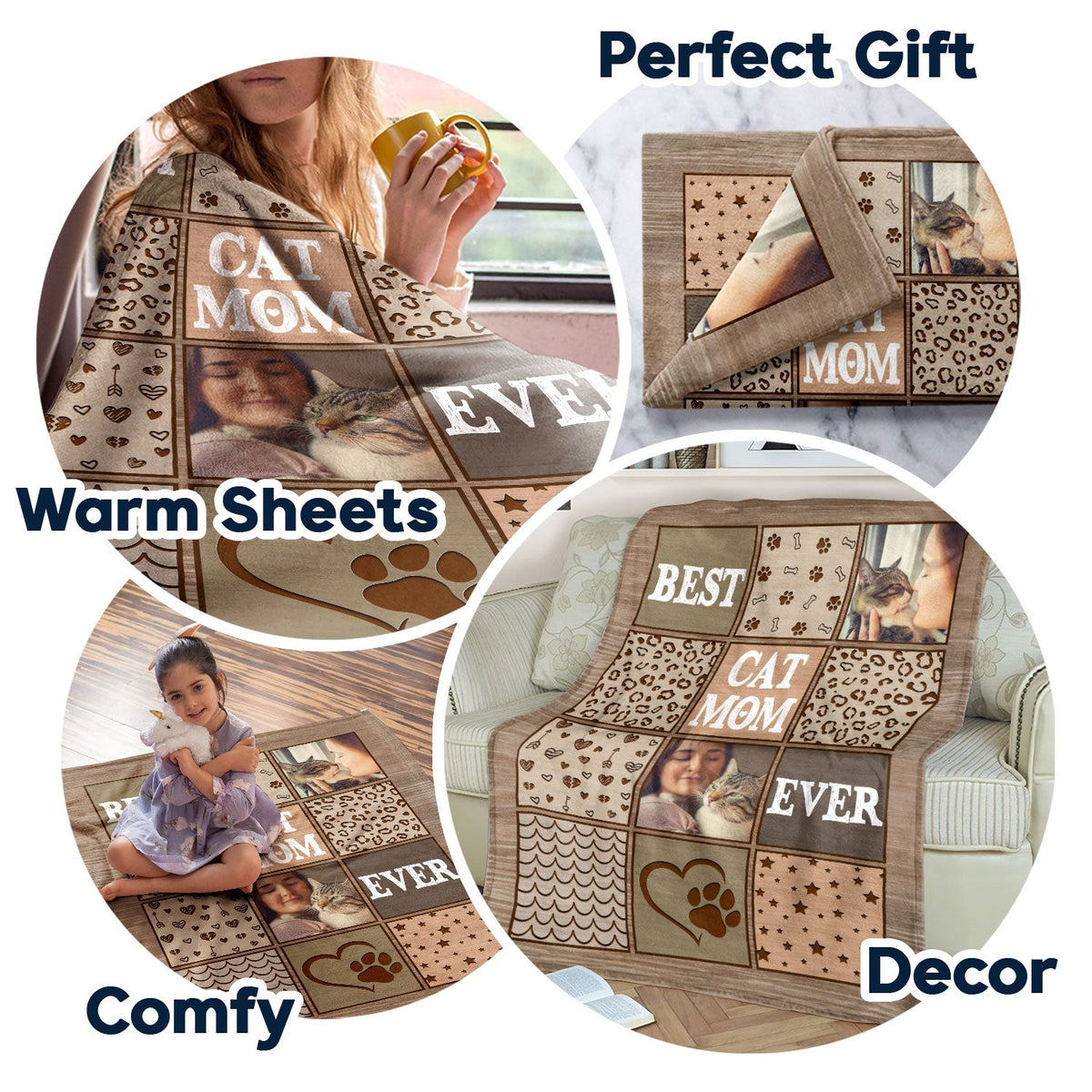 Custom Photo Best Dog Mom Ever Pet Lovers - Personalized Fleece Blanket