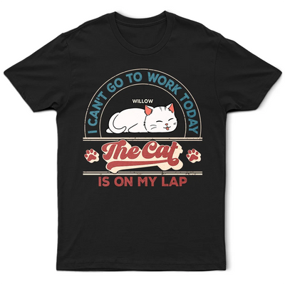 The Cat Is On My Lap I Can't Work Today - Personalized T Shirt