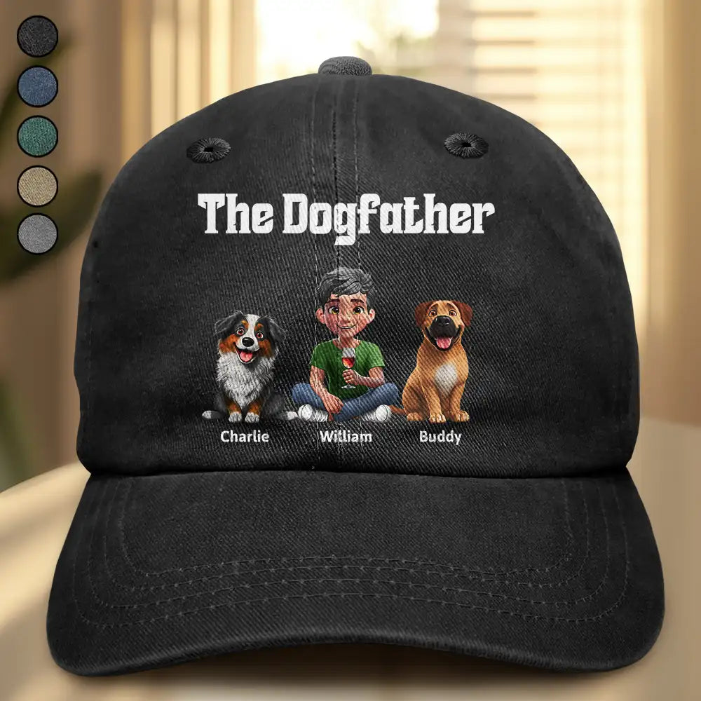 The Dogfather Dogmother Lovely - Personalized Vintage Washed Denim Cap