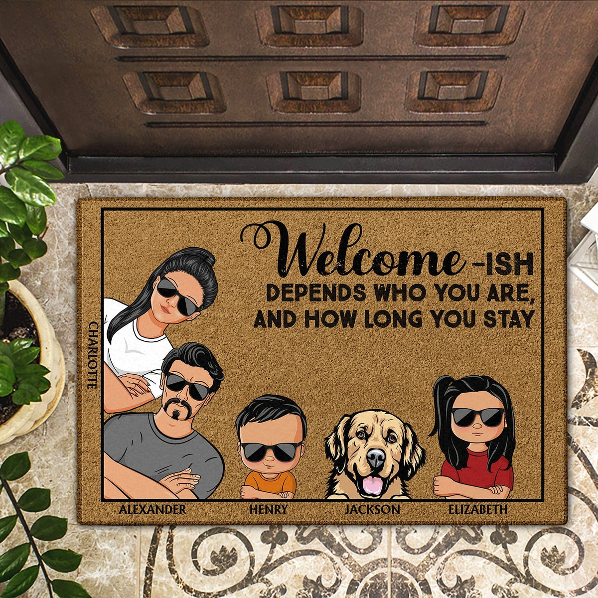 Welcome Ish Depends Who You Are Couples Family Cats Dogs - Personalized Custom Doormat