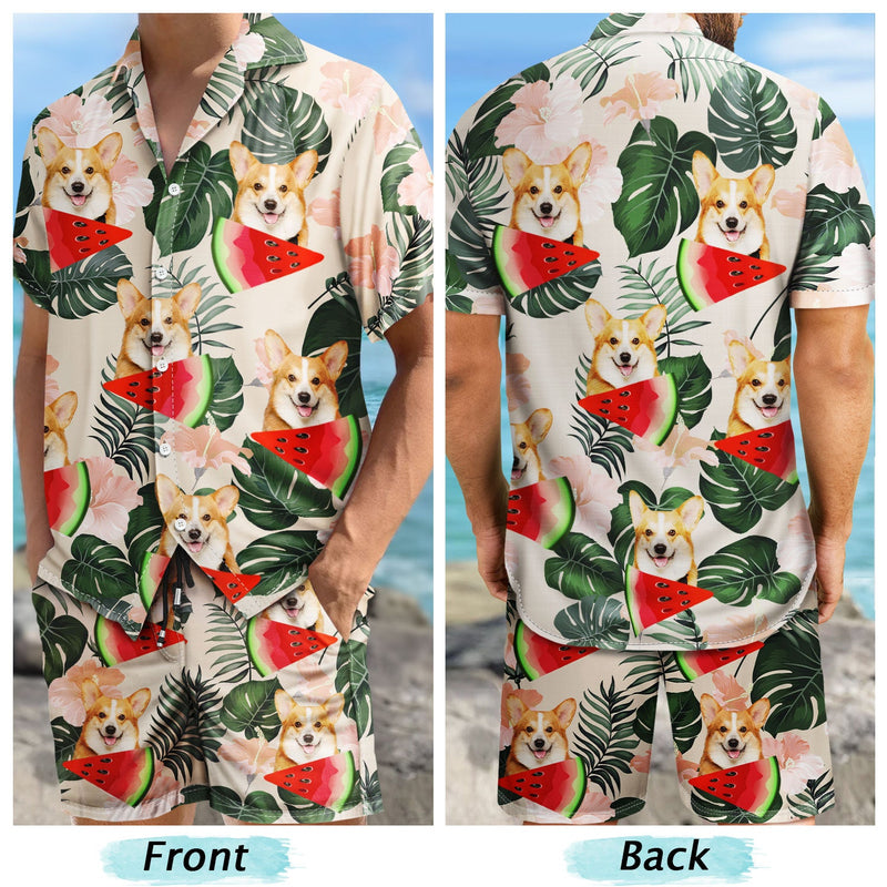 Custom Photo Funny Faces Of Our Pet Family - Personalized Hawaii Set Shirt And Shorts