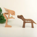 Pet Lovers, Dog Lovers - Custom Name Wooden Pet Carvings Carved Wood Decor Dog Lover - Personalized Wood Sculpture Table Ornament
