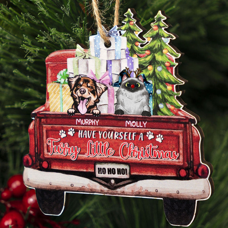 Have Yourself A Furry Little Christmas Funny Pet - Personalized Custom Shaped Wooden Ornament