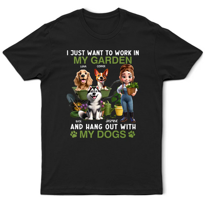 3D Cartoon Work In My Garden And Hang Out With My Dogs - Personalized T Shirt