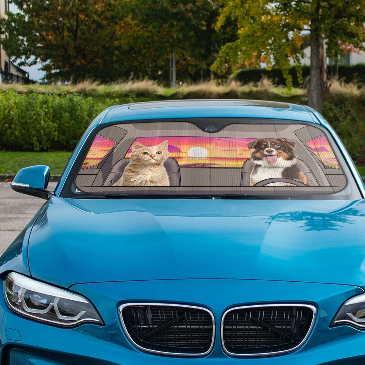 Custom Photo Pets Happy Trip - Personalized Auto Sunshade