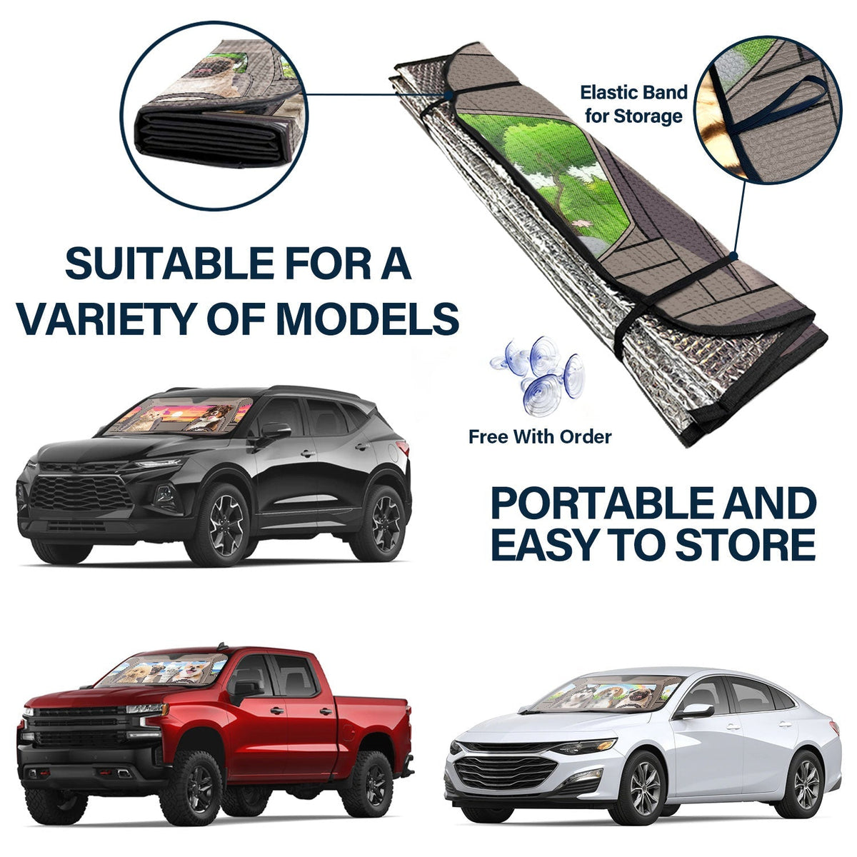 Custom Photo Pets Happy Trip - Personalized Auto Sunshade