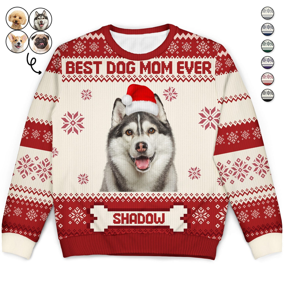 Custom Photo Funny Pet Face Best Dog Mom Ever - Personalized Unisex Ugly Sweater