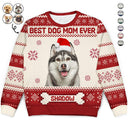 Custom Photo Funny Pet Face Best Dog Mom Ever - Personalized Unisex Ugly Sweater