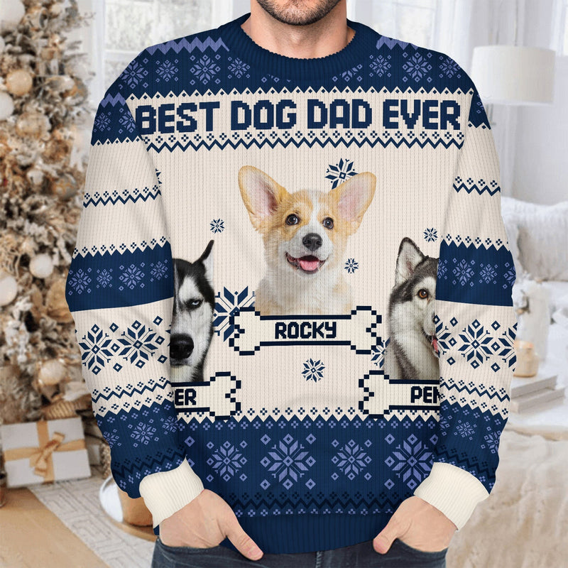 Custom Photo Funny Pet Face Best Dog Mom Ever - Personalized Unisex Ugly Sweater