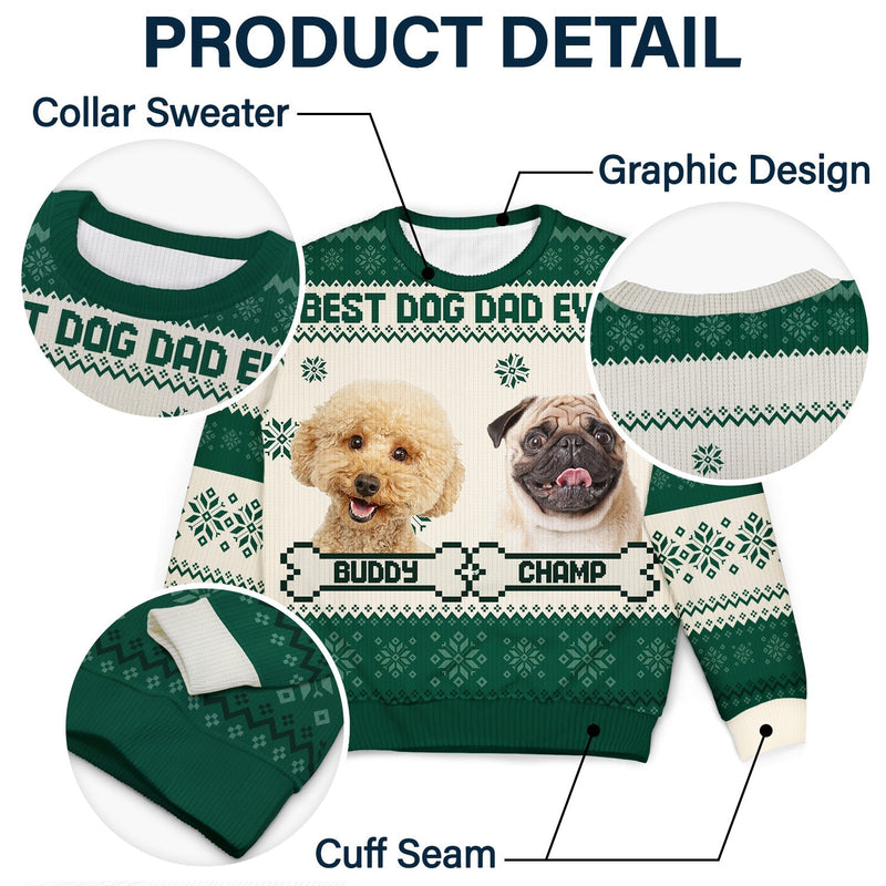 Custom Photo Funny Pet Face Best Dog Mom Ever - Personalized Unisex Ugly Sweater