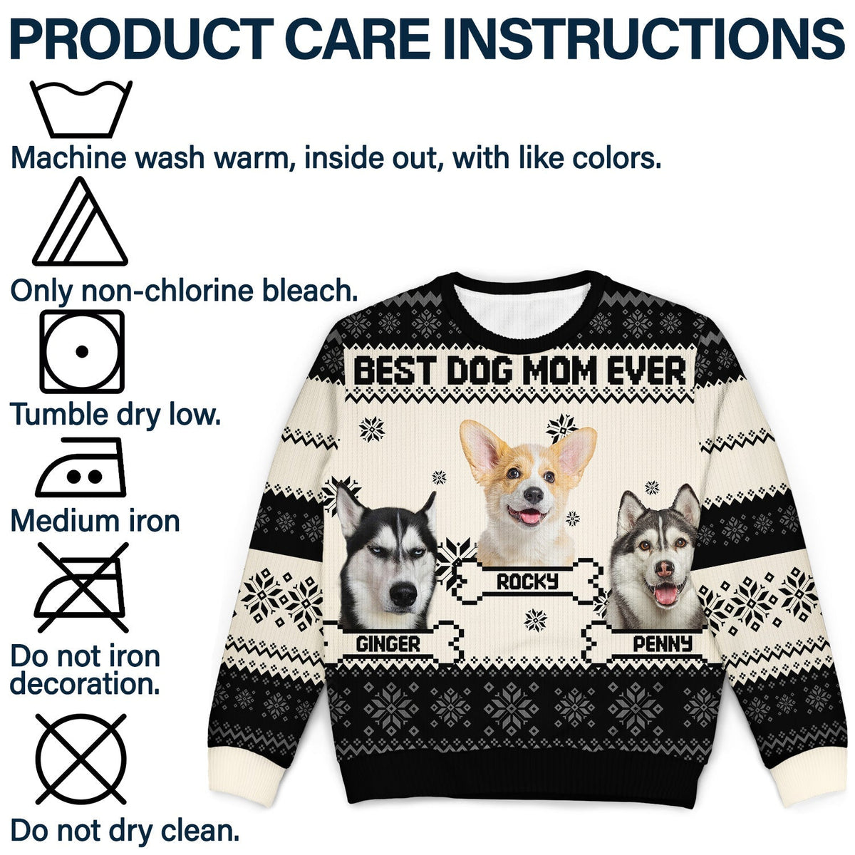 Custom Photo Funny Pet Face Best Dog Mom Ever - Personalized Unisex Ugly Sweater