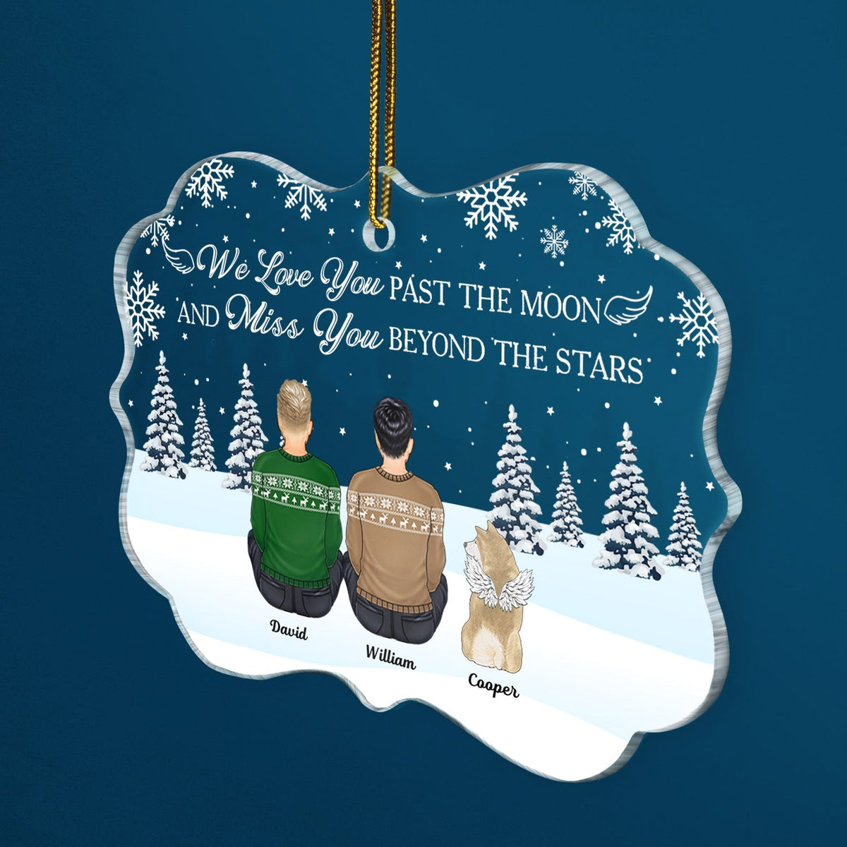 No Longer By My Side Forever In My Heart - Pet Memorial - Personalized Medallion Acrylic Ornament