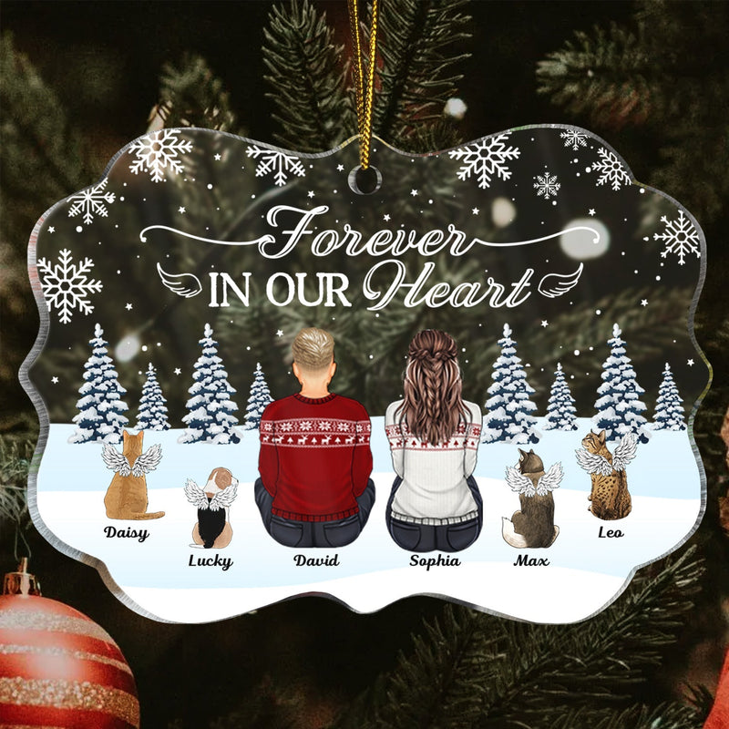 No Longer By My Side Forever In My Heart - Pet Memorial - Personalized Medallion Acrylic Ornament