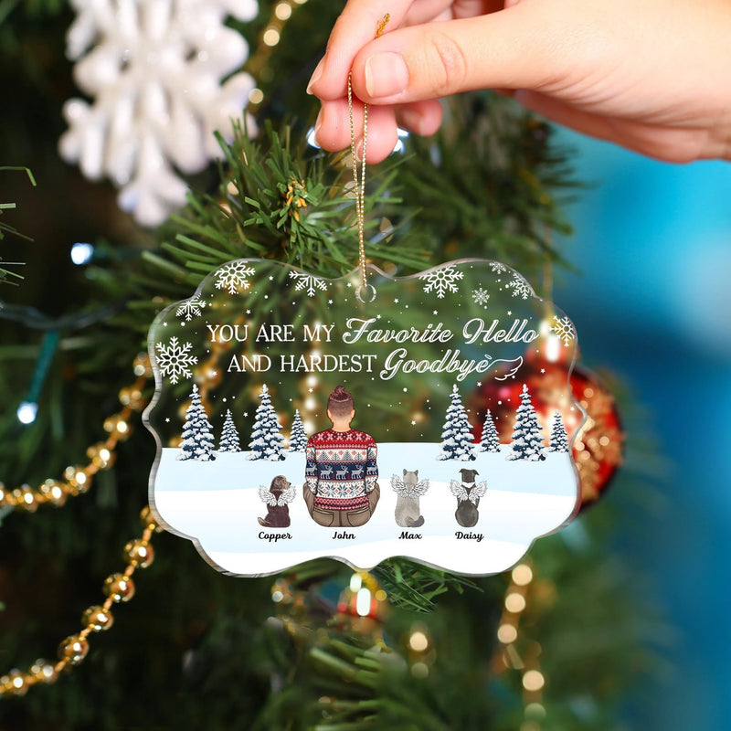 No Longer By My Side Forever In My Heart - Pet Memorial - Personalized Medallion Acrylic Ornament
