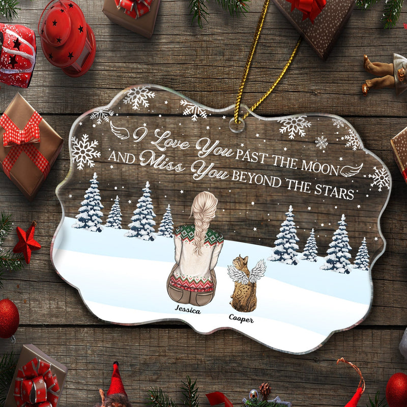 No Longer By My Side Forever In My Heart - Pet Memorial - Personalized Medallion Acrylic Ornament