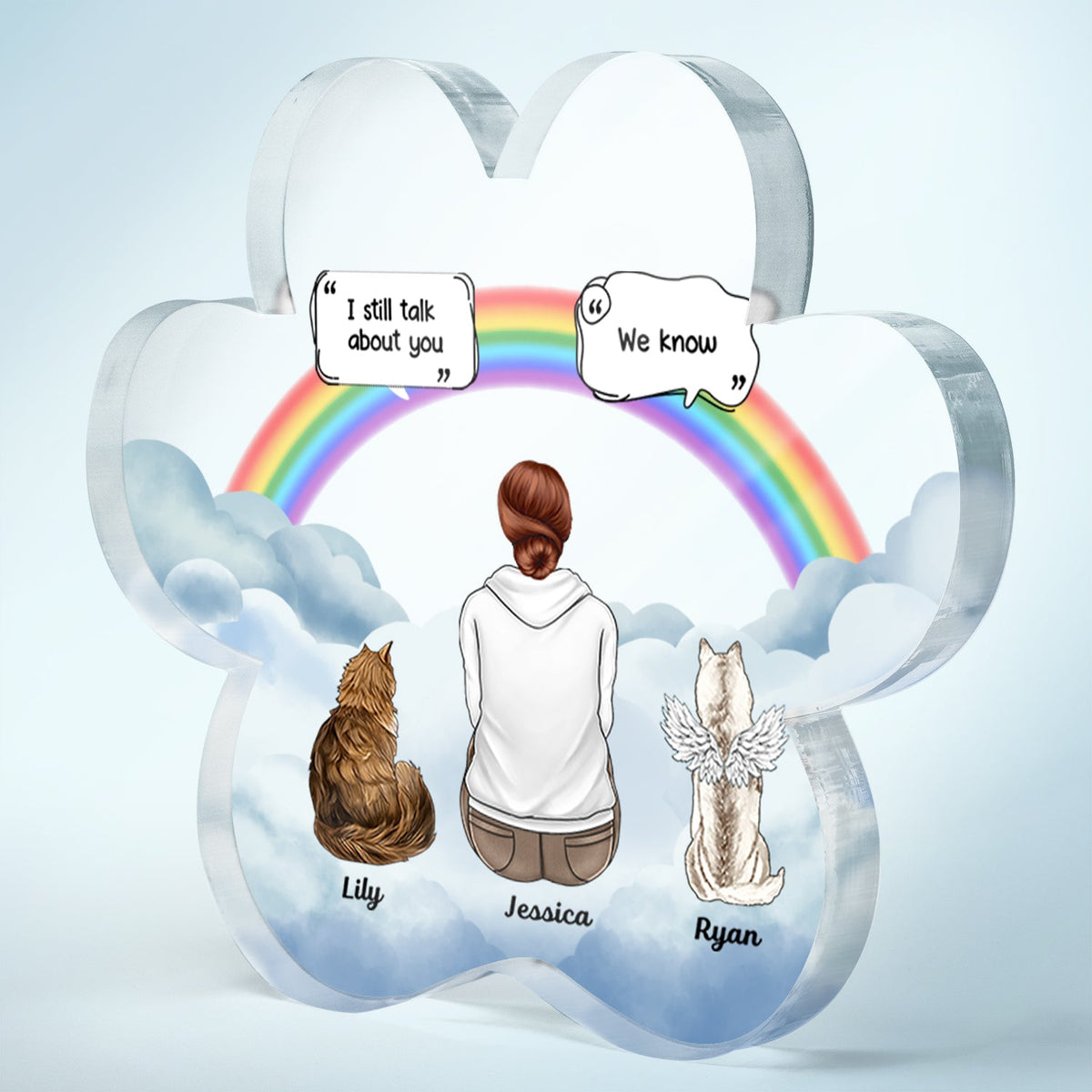 I Miss You Deeply - Memorial Gift For Pet Lovers - Personalized Paw Shaped Acrylic Plaque
