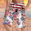 Custom Photo Funny Best Dad Ever I Love My Dad - Personalized Unisex Beach Shorts